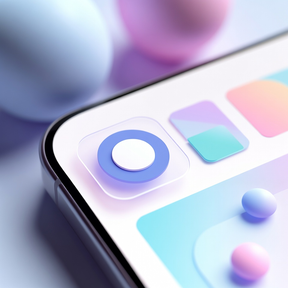 Modern glasomorphic design shows on a smart phone.