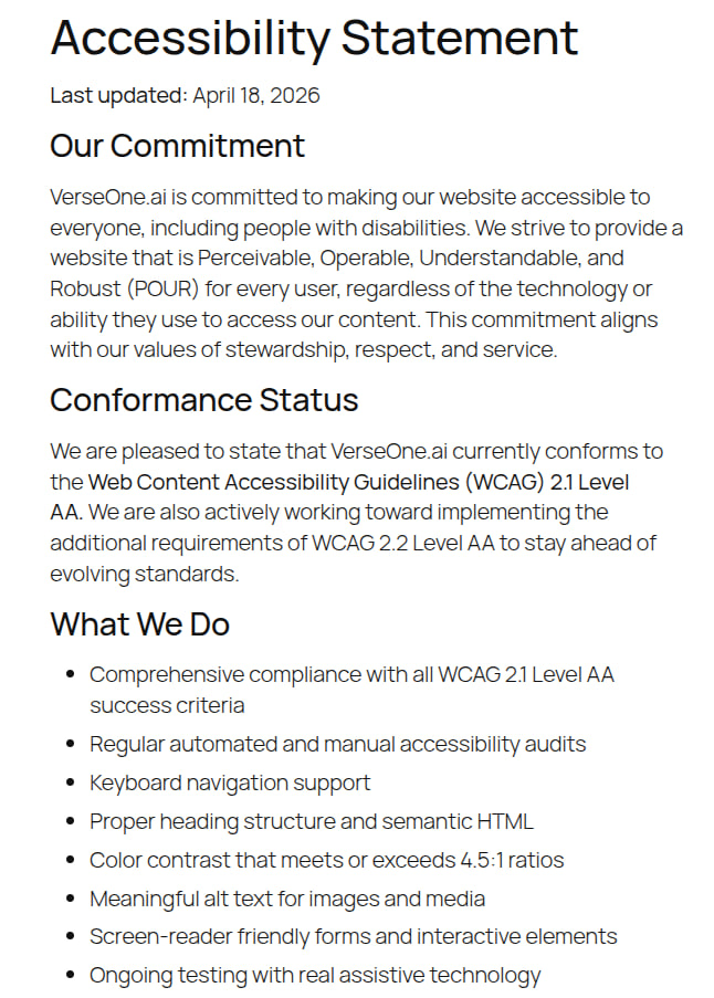 Accessibility Statement Page Preview